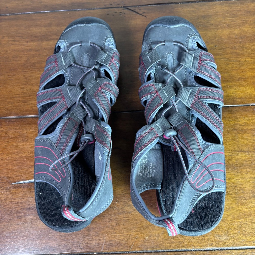 Ozark Trail Sport Sandals Mens Size 12 Gray Red Closed Toe Hiking Water Shoes
